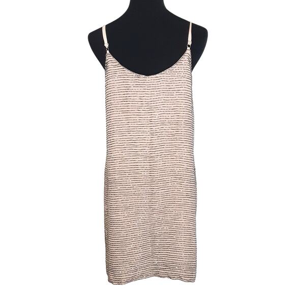 Karina Grimaldi Pink Beaded Mini Slip Dress Silk Cocktail Dress Womens L NWT - Picture 6 of 15